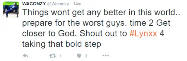 Just Like Lynxx, Waconzy Also Encourages All To Get Closer To God